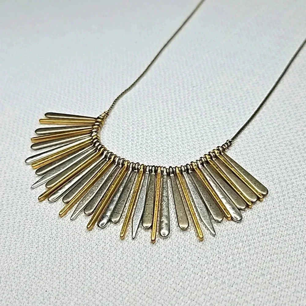NIB - Stella & Dot Essential Fringe Necklace Mixed‎ Metal Retired Vintage